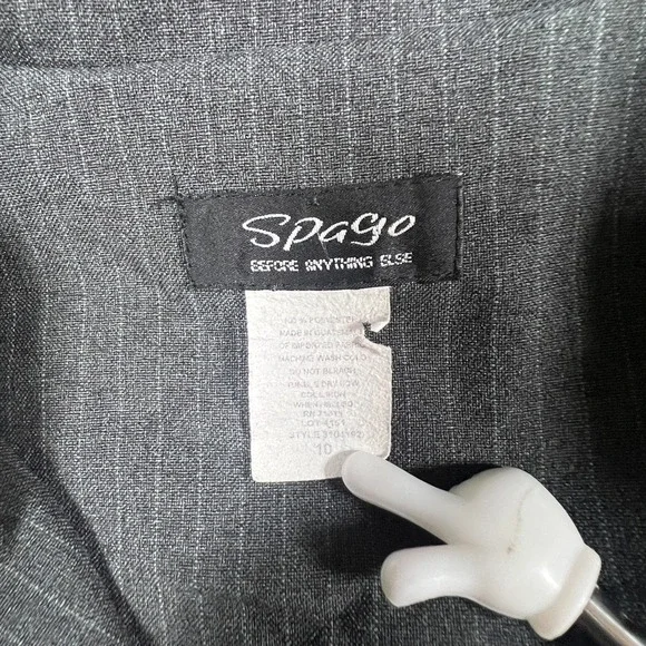 Spago Blazer Jacket Womens 10 Charcoal Gray Single Breasted Notch Lapel Formal - Picture 13 of 14